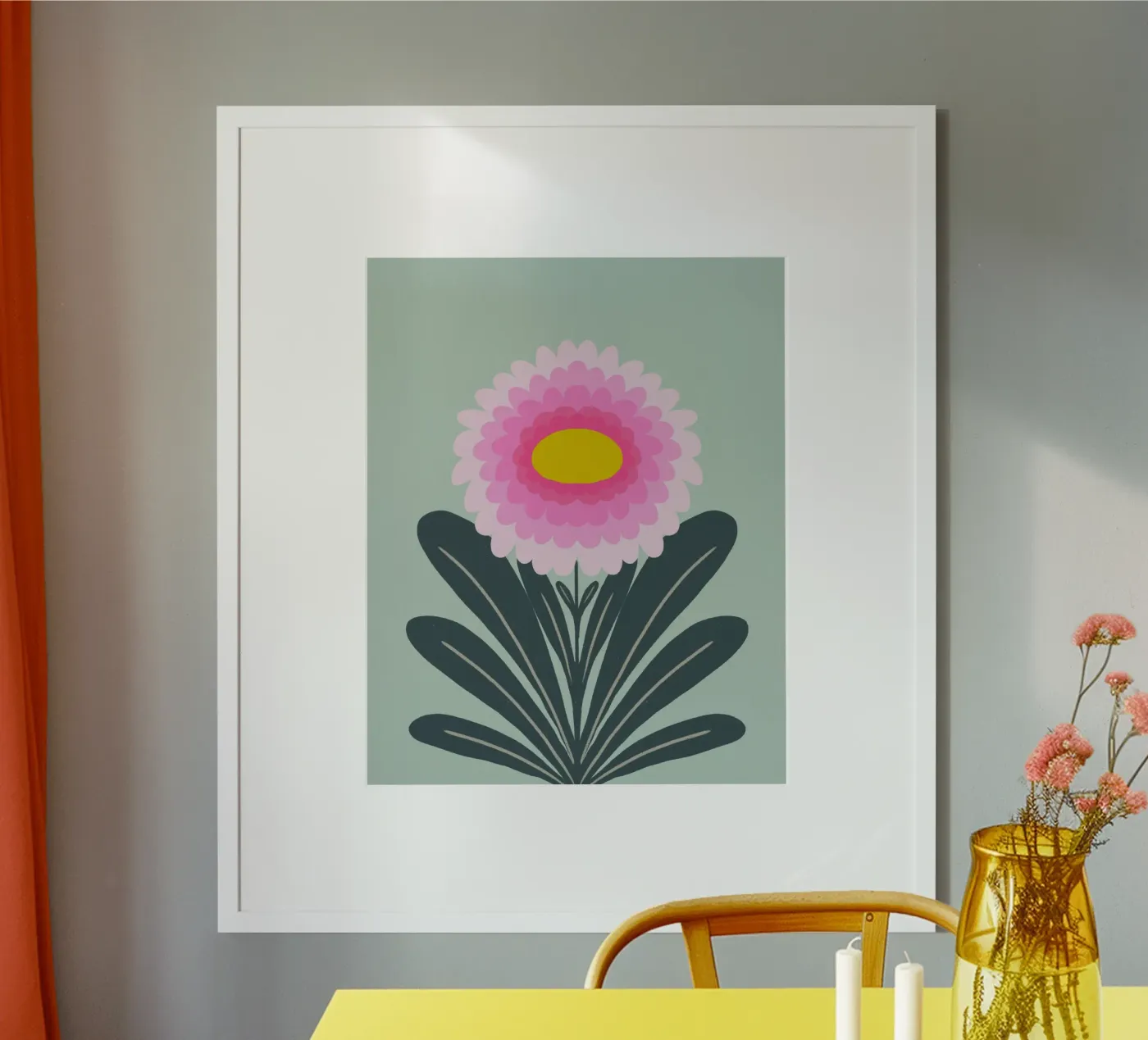 Chrysanthemum - pink and mint poster de Wackapacka