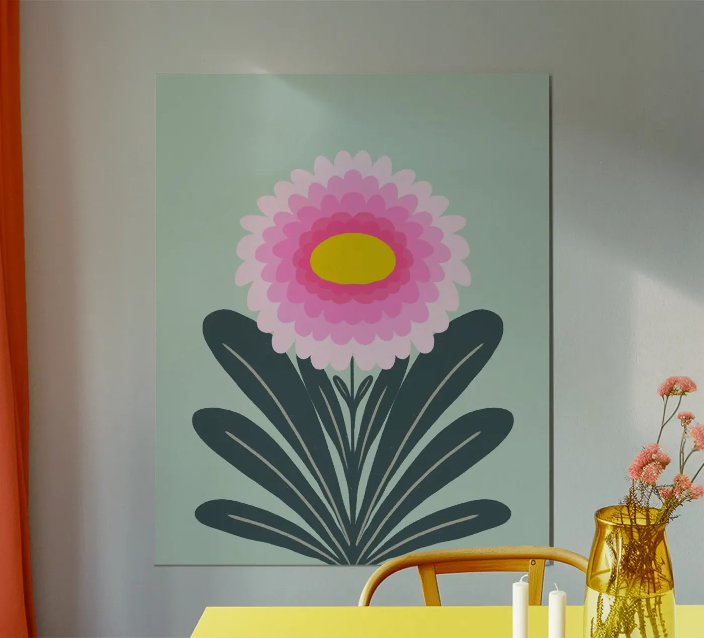 Chrysanthemum - pink and mint poster de Wackapacka