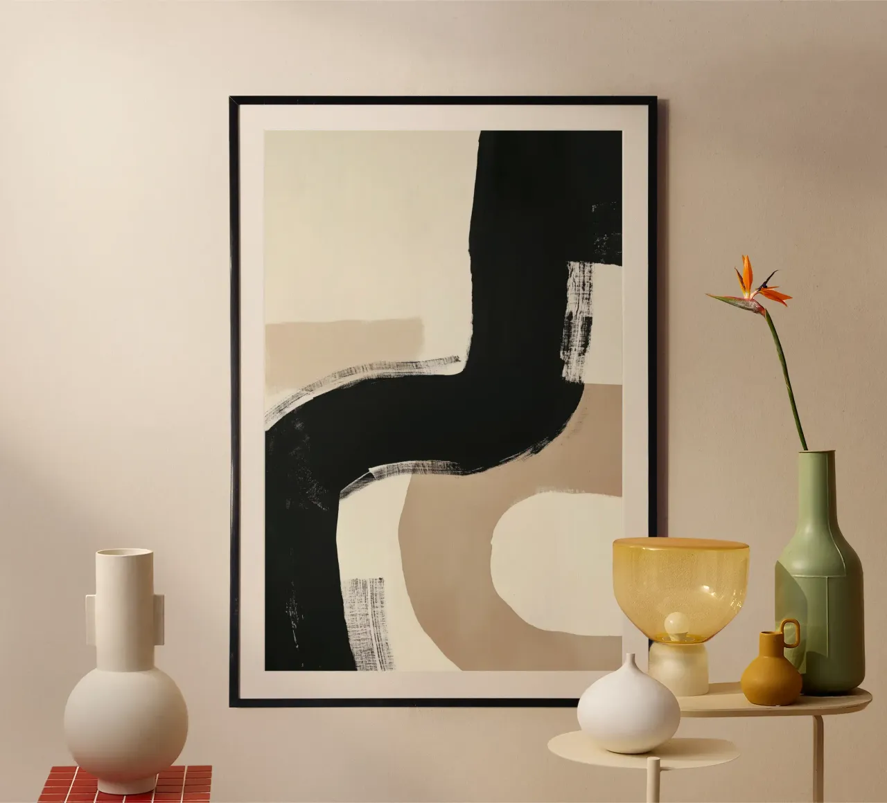 Pennellate nere e beige carta hahnemühle da Melloi Art Print