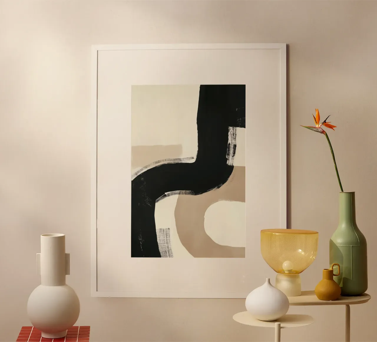 Pennellate nere e beige carta hahnemühle da Melloi Art Print