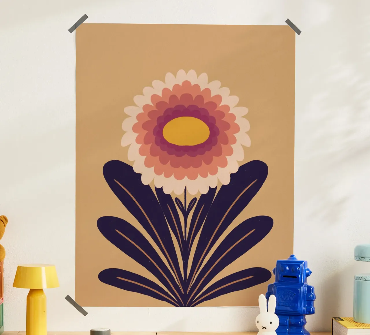 Crisantemo - prugna poster con telaio in plastica da Wackapacka