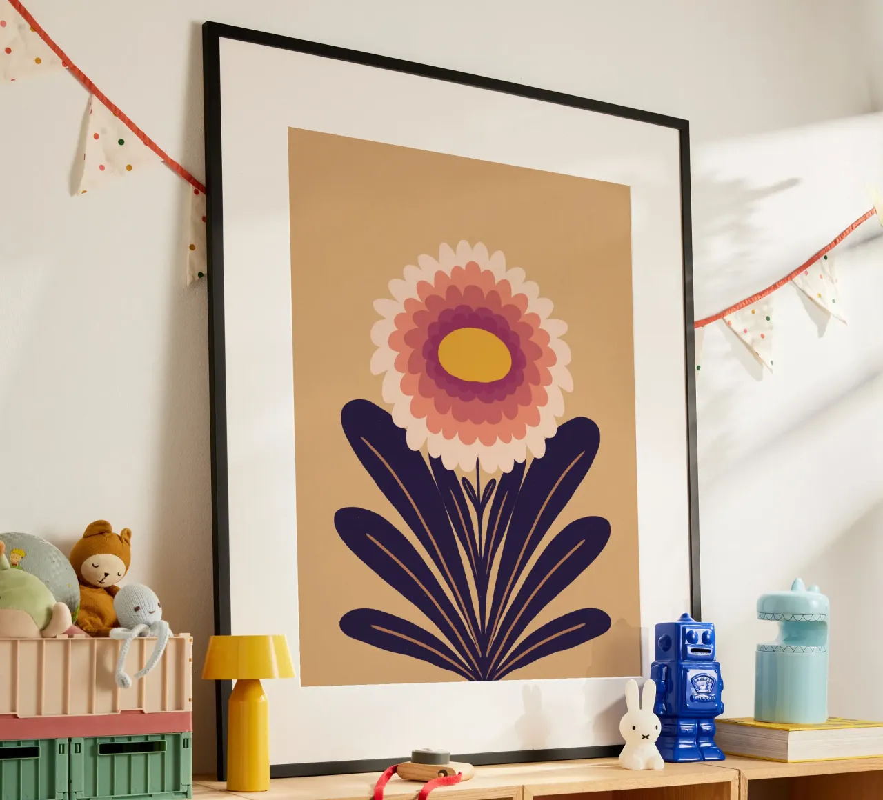 Crisantemo - prugna poster con telaio in plastica da Wackapacka