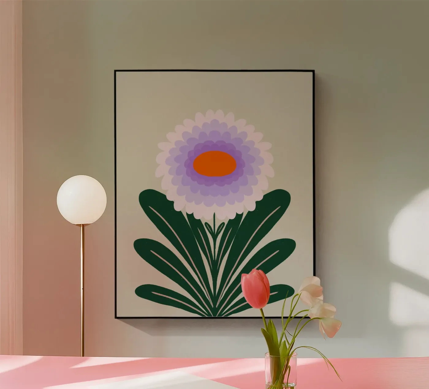 Chrysant - paars acryl van Wackapacka