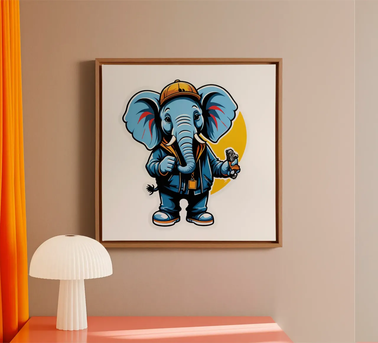 Elephant, motif 1 canvas with Floater frame by ZAMART - PopArt
