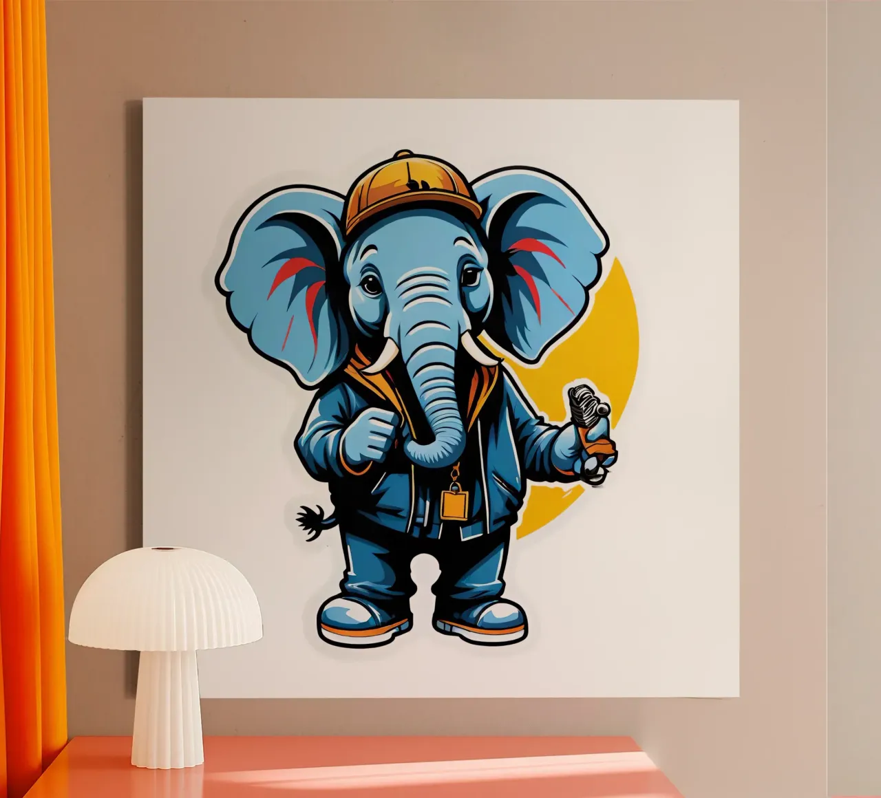 Elephant, motif 1 canvas with Floater frame by ZAMART - PopArt