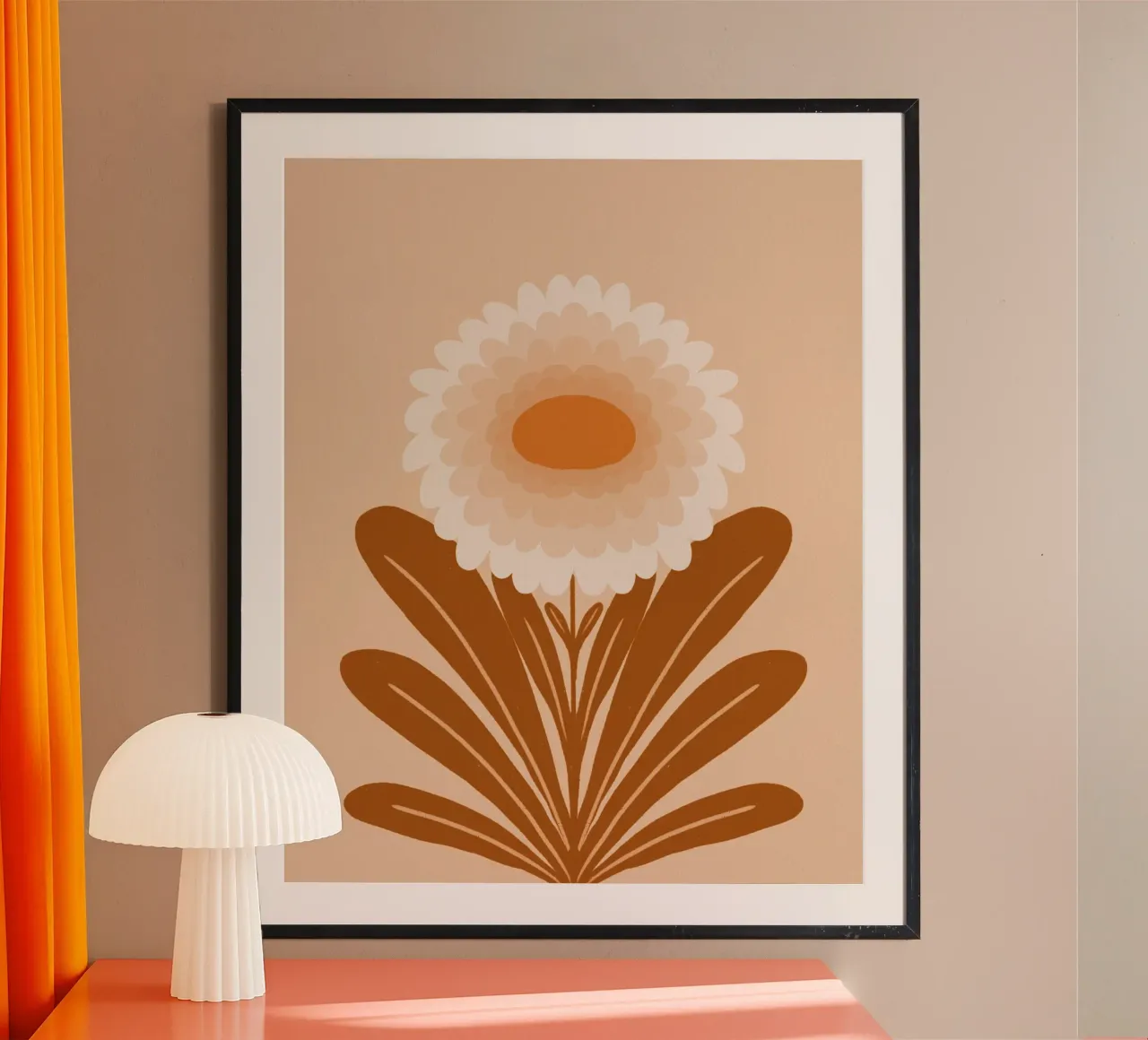 Crisantemo - arancio bruciato poster con telaio in plastica da Wackapacka