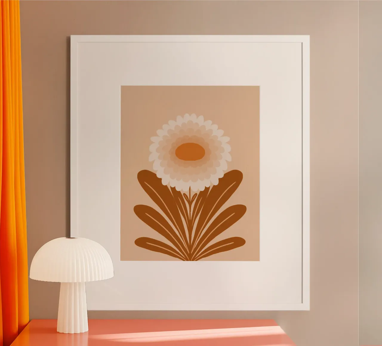 Crisantemo - arancio bruciato poster con telaio in plastica da Wackapacka