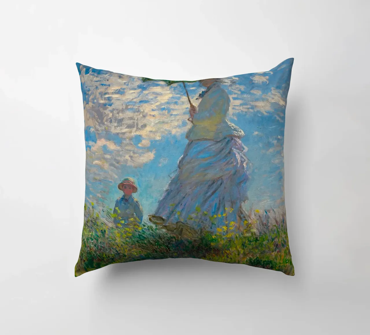 che tiene un ombrello su un bambino - Monet cuscino da Perdana shop