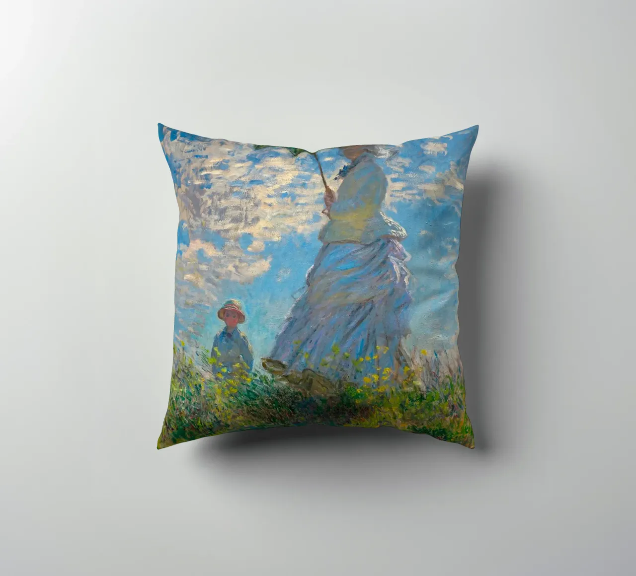 che tiene un ombrello su un bambino - Monet cuscino da Perdana shop