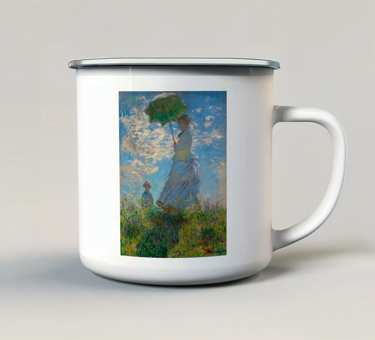 che tiene un ombrello su un bambino - Monet tazza in smalto da Perdana shop