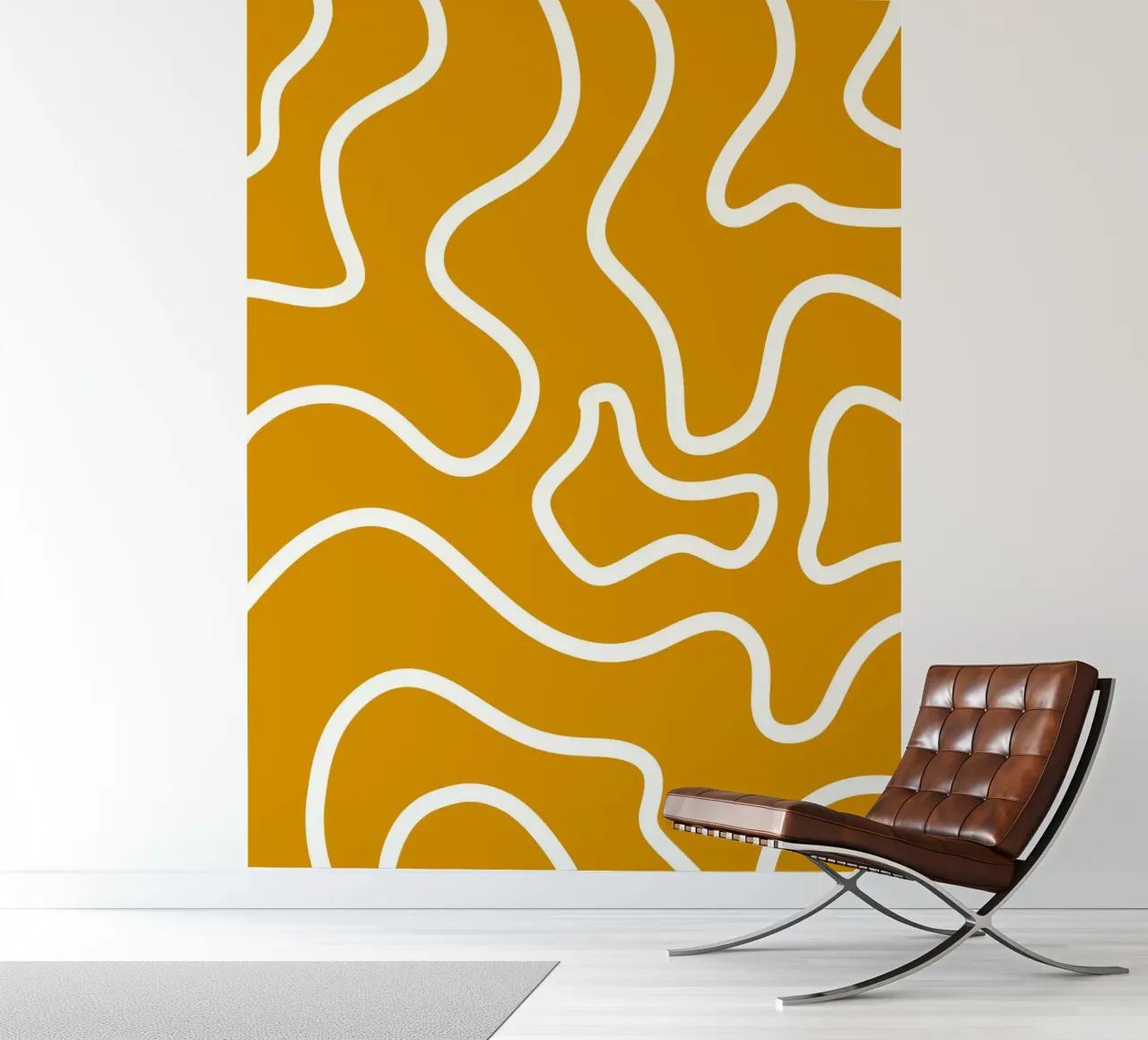 White Line Yellow Background photo wallpaper by MODERN NUANCE