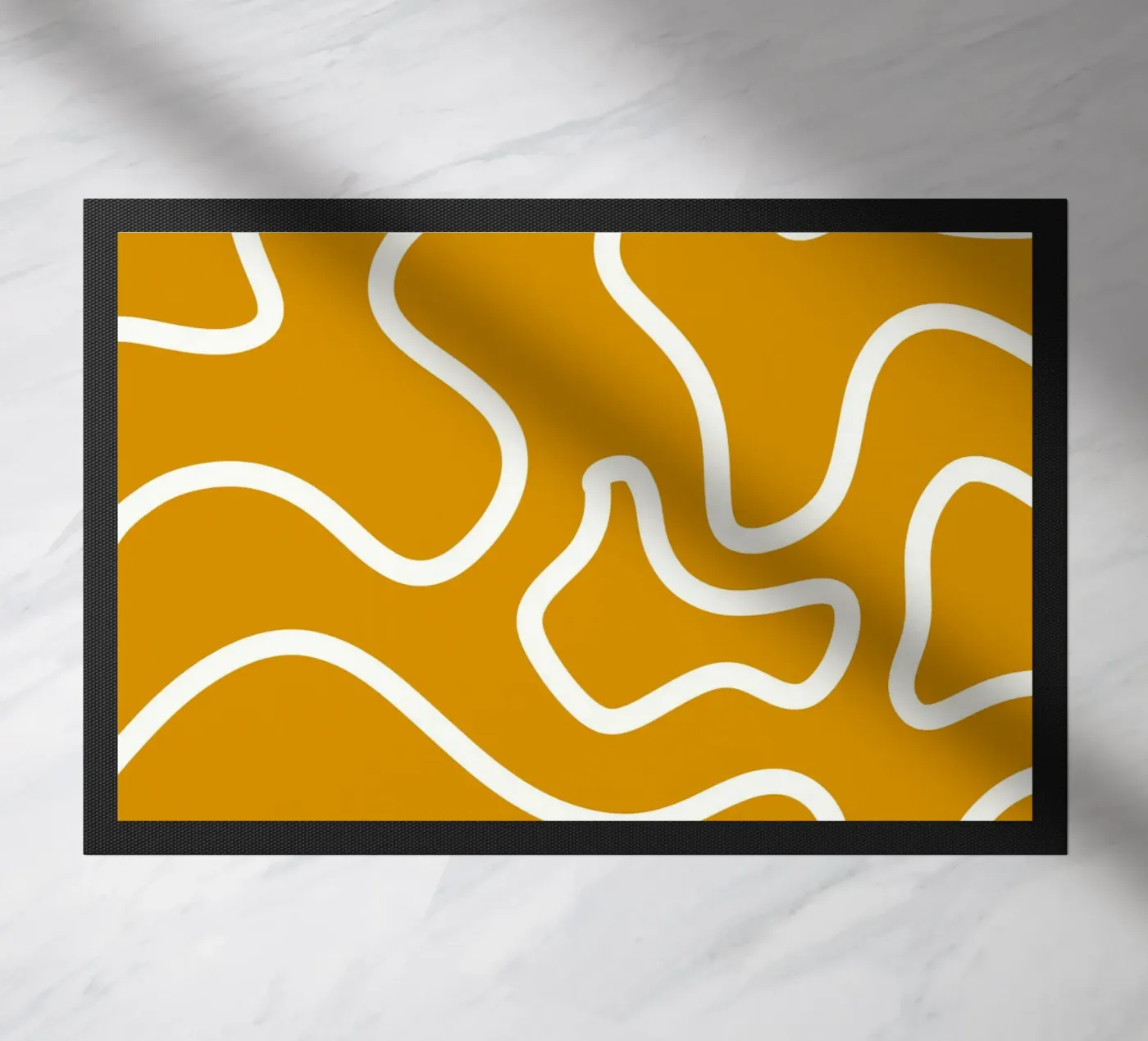 White Line Yellow Background doormat by MODERN NUANCE