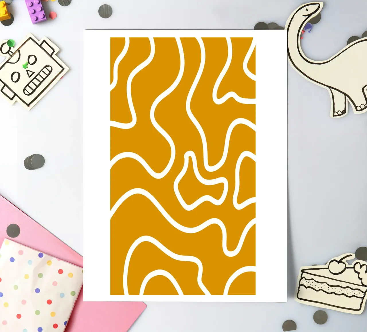White Line Yellow Background sticker sheet by MODERN NUANCE