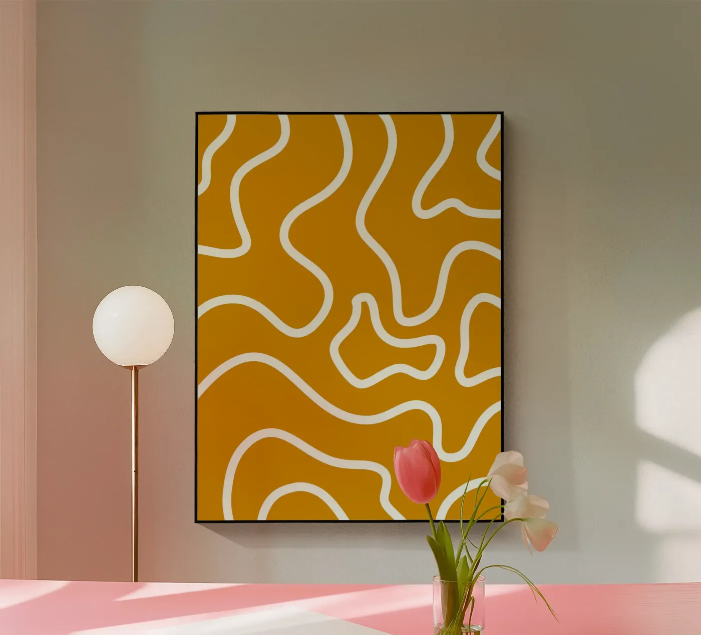 White Line Yellow Background plexiglass da MODERN NUANCE