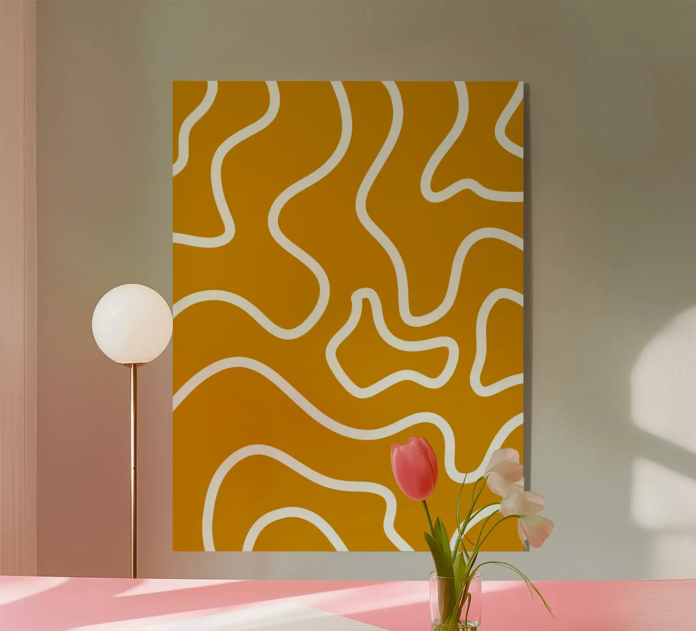 White Line Yellow Background plexiglass da MODERN NUANCE
