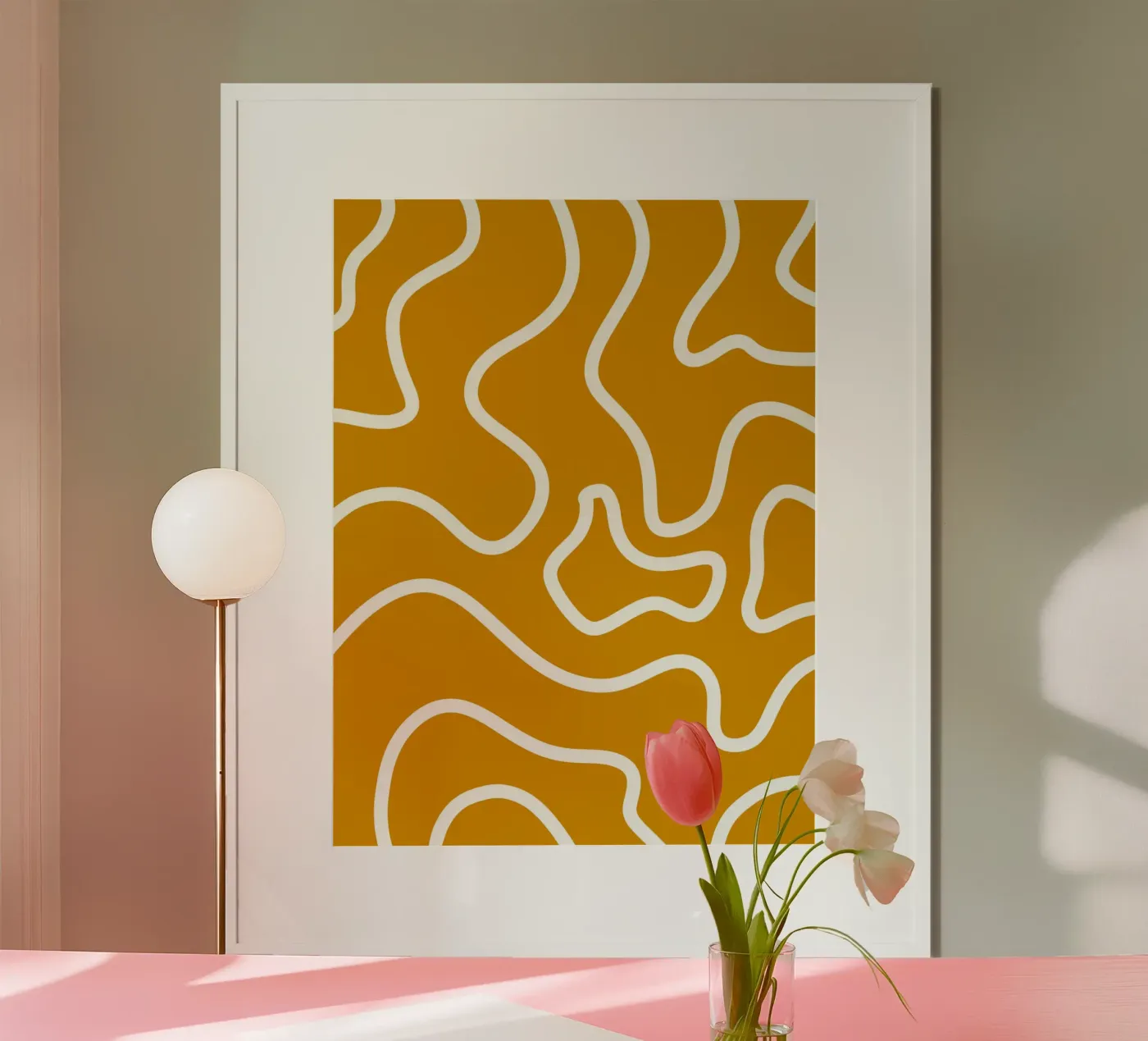 White Line Yellow Background poster by MODERN NUANCE