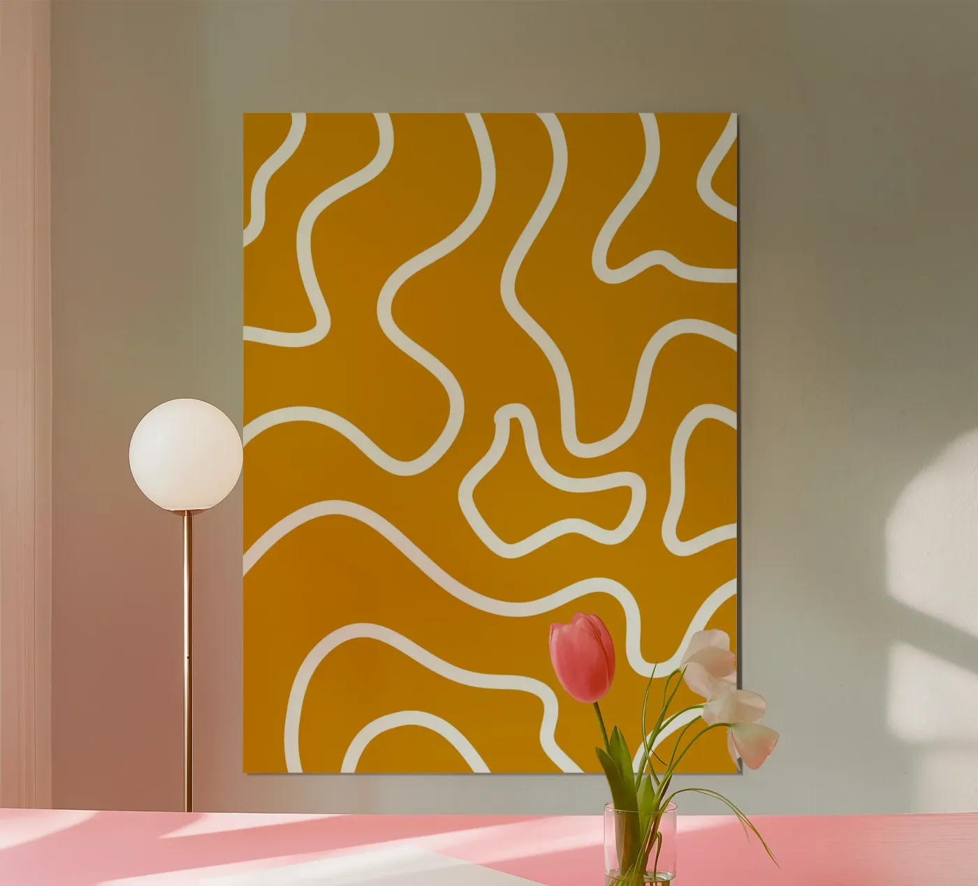 White Line Yellow Background poster by MODERN NUANCE