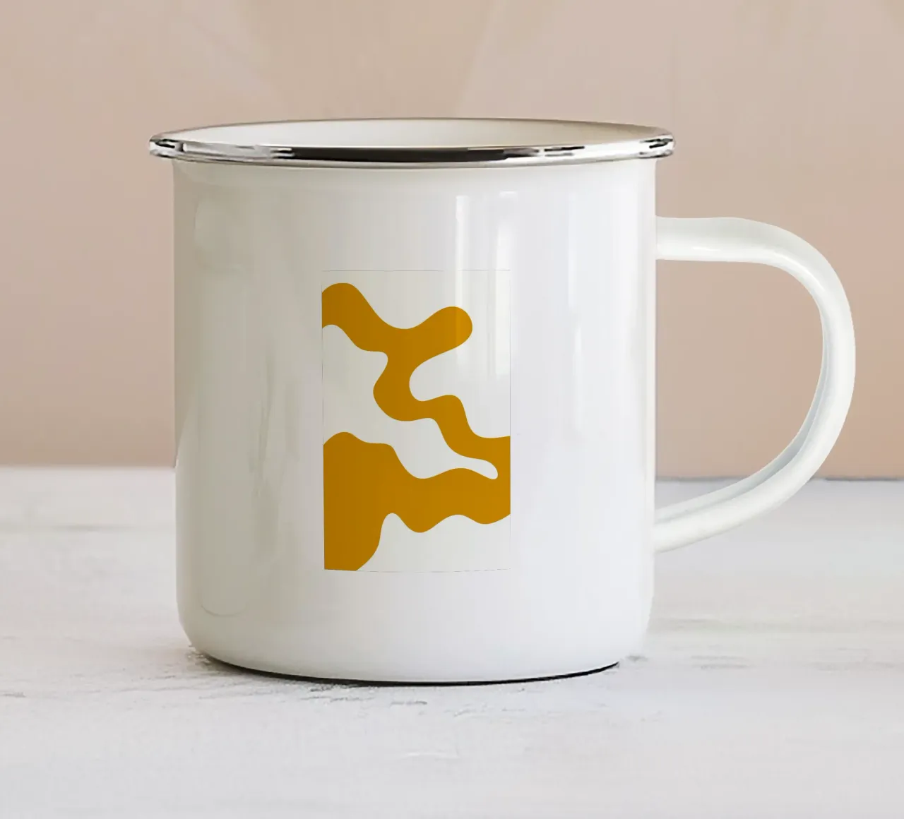 Linea bianca Sfondo giallo tazza in smalto da MODERN NUANCE