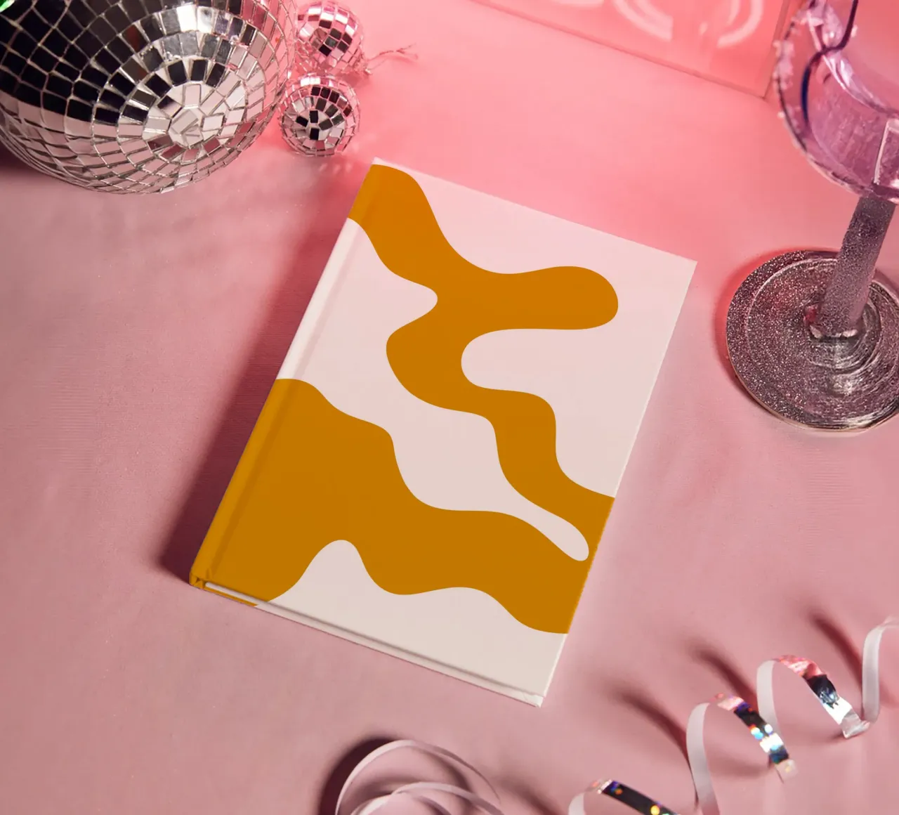 White Line Yellow Background notebook by MODERN NUANCE
