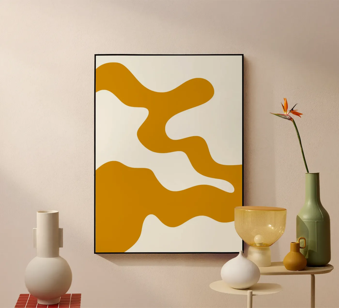 Linea bianca Sfondo giallo plexiglass da MODERN NUANCE