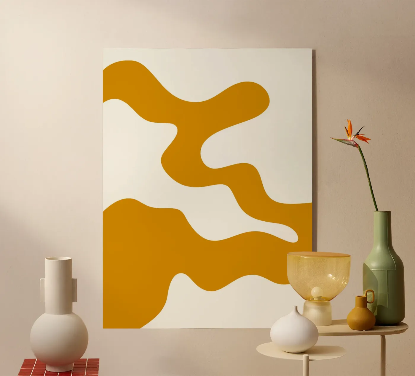 Linea bianca Sfondo giallo plexiglass da MODERN NUANCE