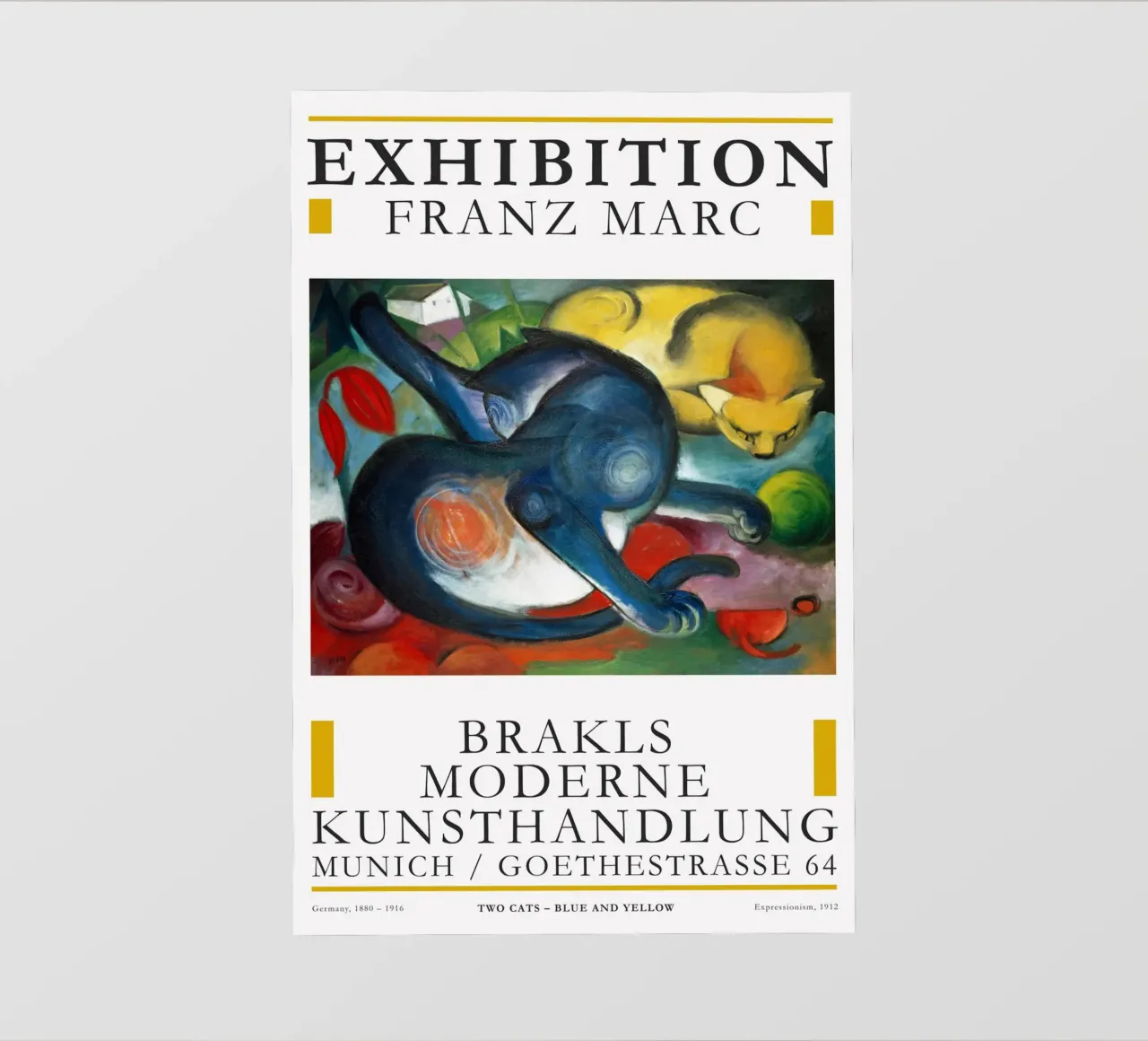 Franz Marc - Due gatti: Blu e giallo pellicola backlit da Old Masters