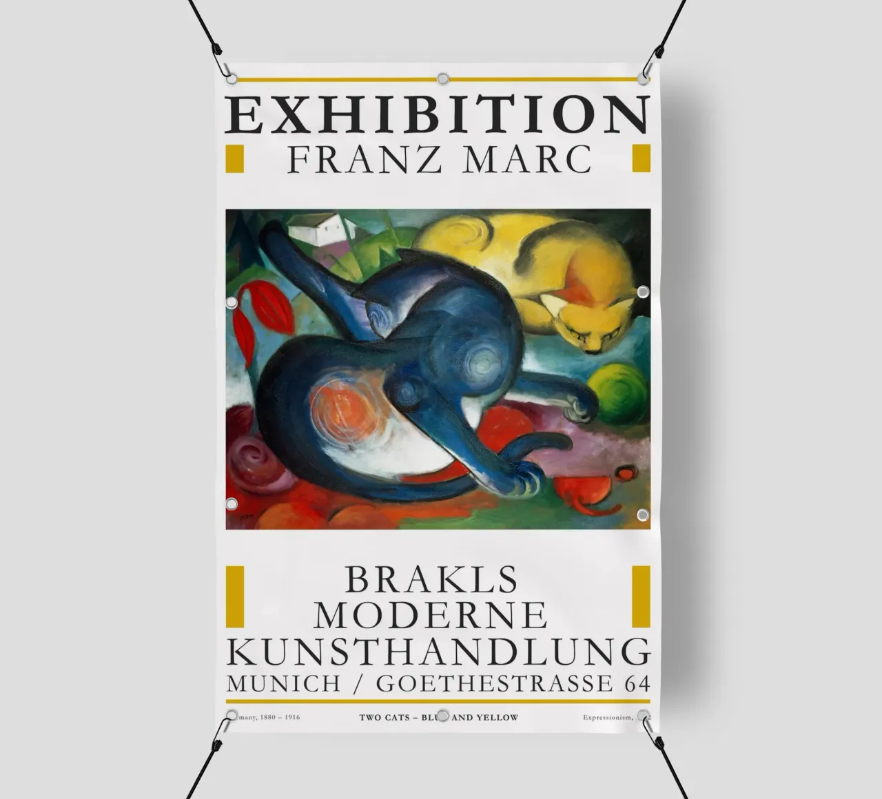 Franz Marc - Due gatti: Blu e giallo telo in pvc da Old Masters