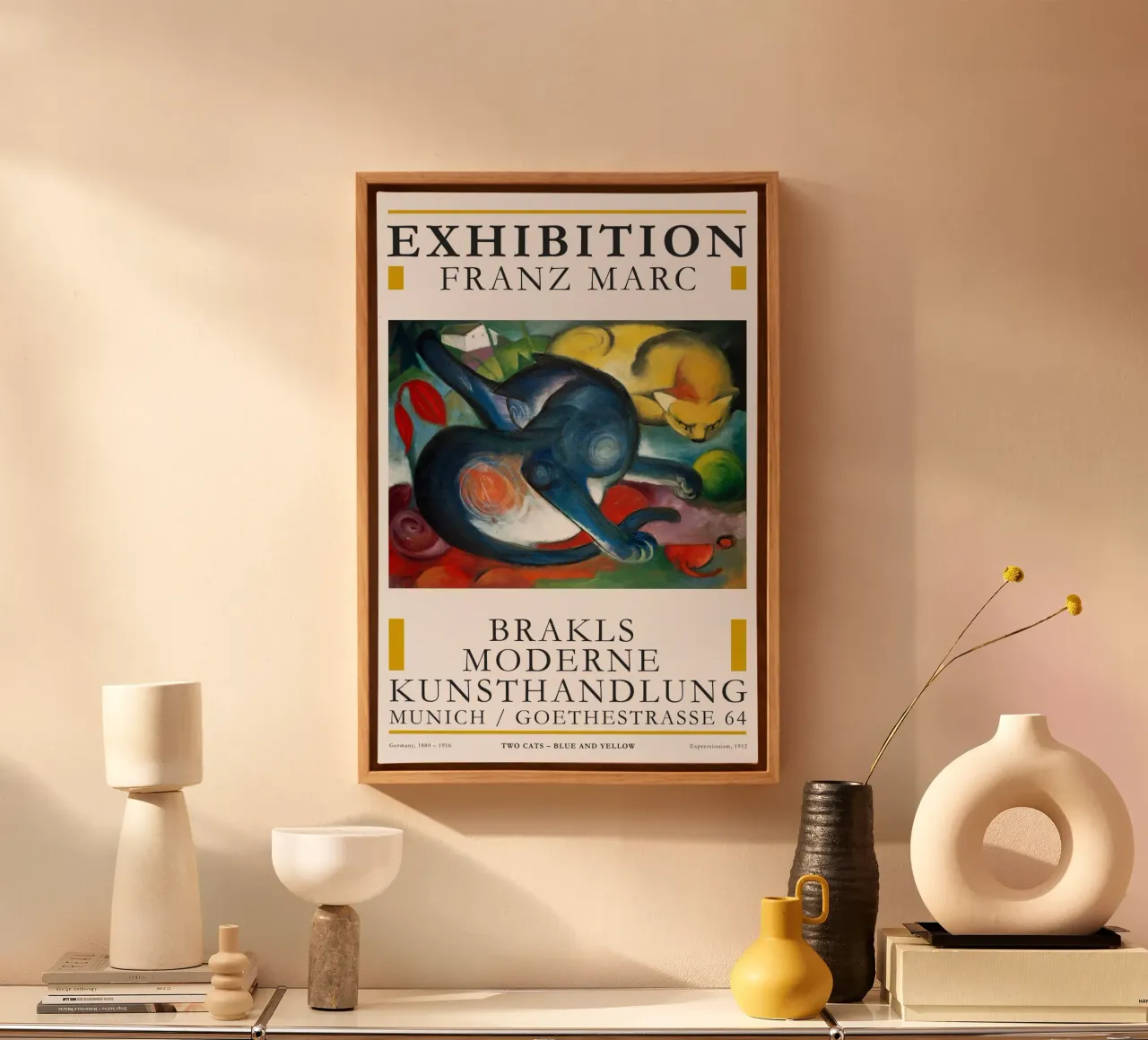 Franz Marc - Twee katten: Blauw en Geel canvas van Old Masters