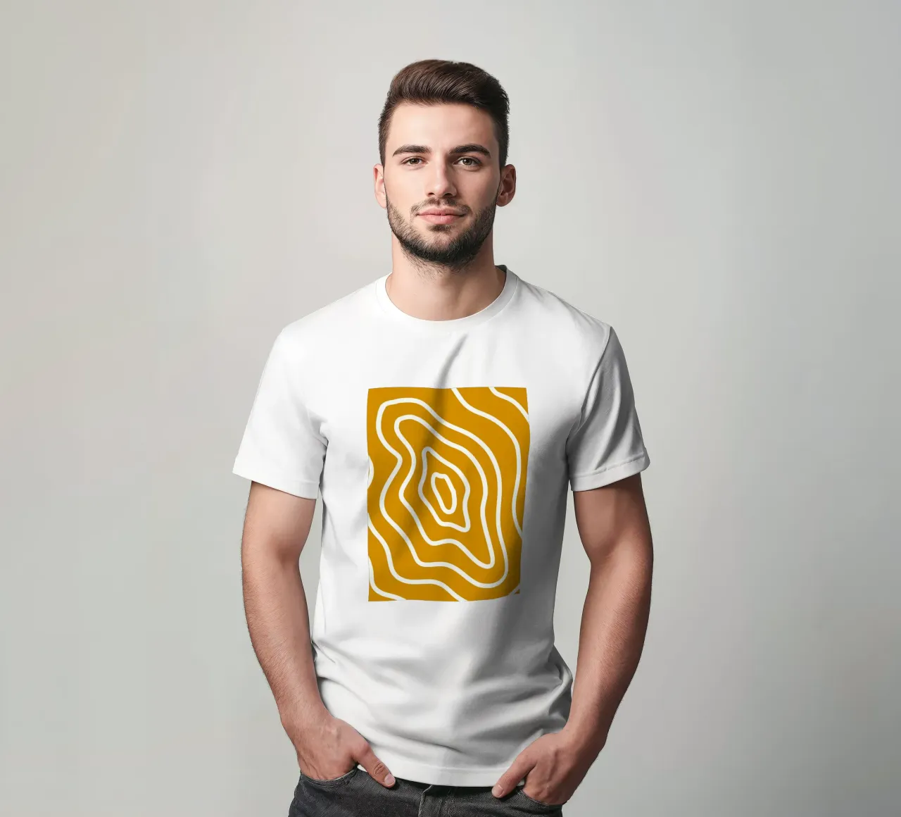 White Line Yellow Background t-shirt by MODERN NUANCE