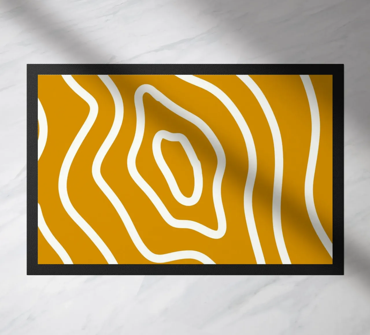 White Line Yellow Background doormat by MODERN NUANCE