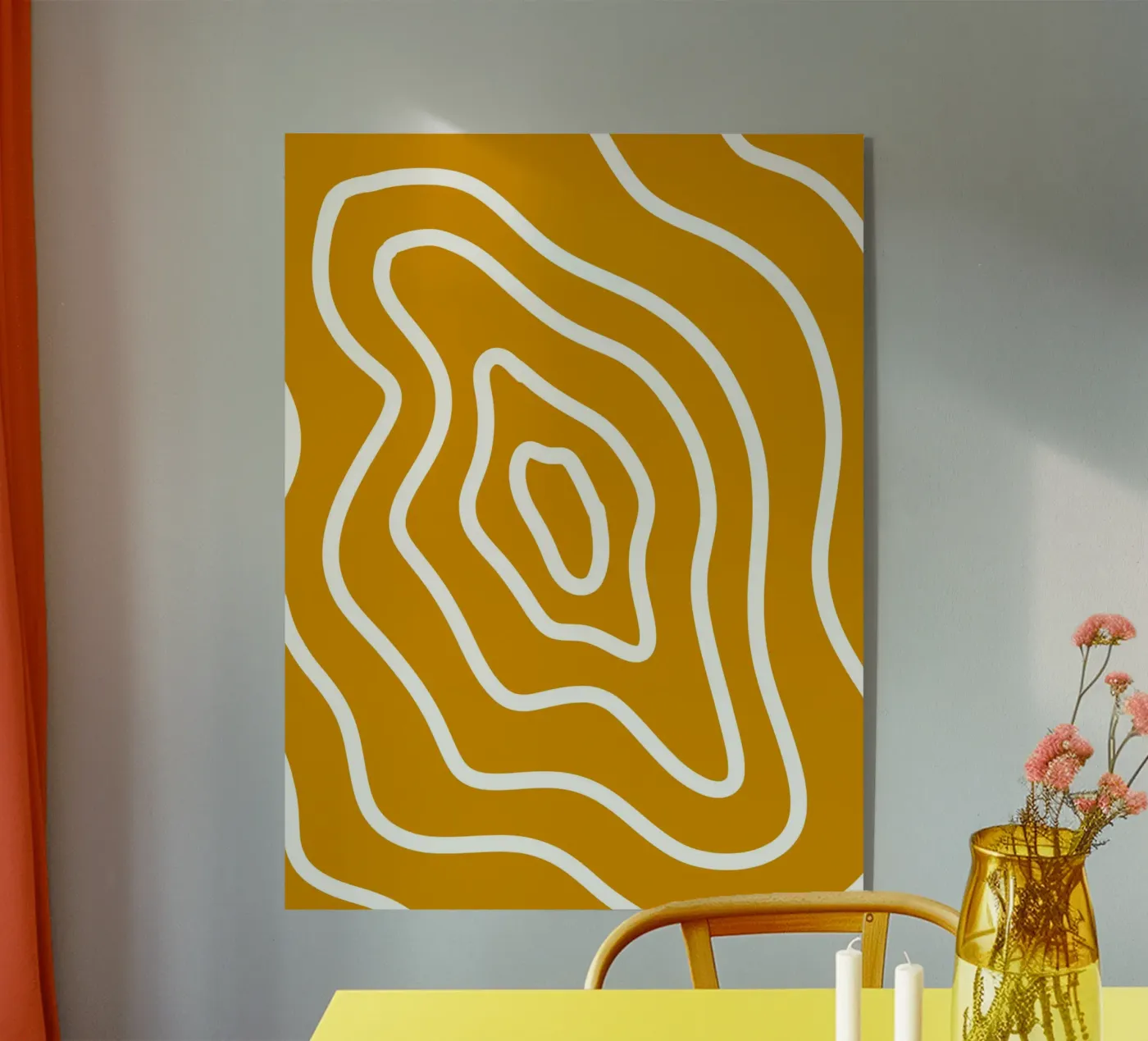 Linea bianca Sfondo giallo plexiglass da MODERN NUANCE