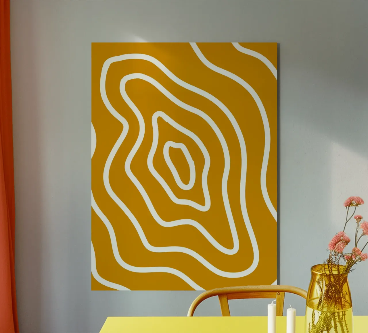 White Line Yellow Background alu-dibond by MODERN NUANCE
