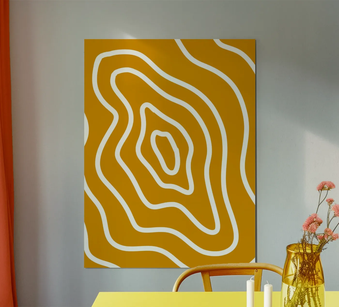 White Line Yellow Background poster by MODERN NUANCE