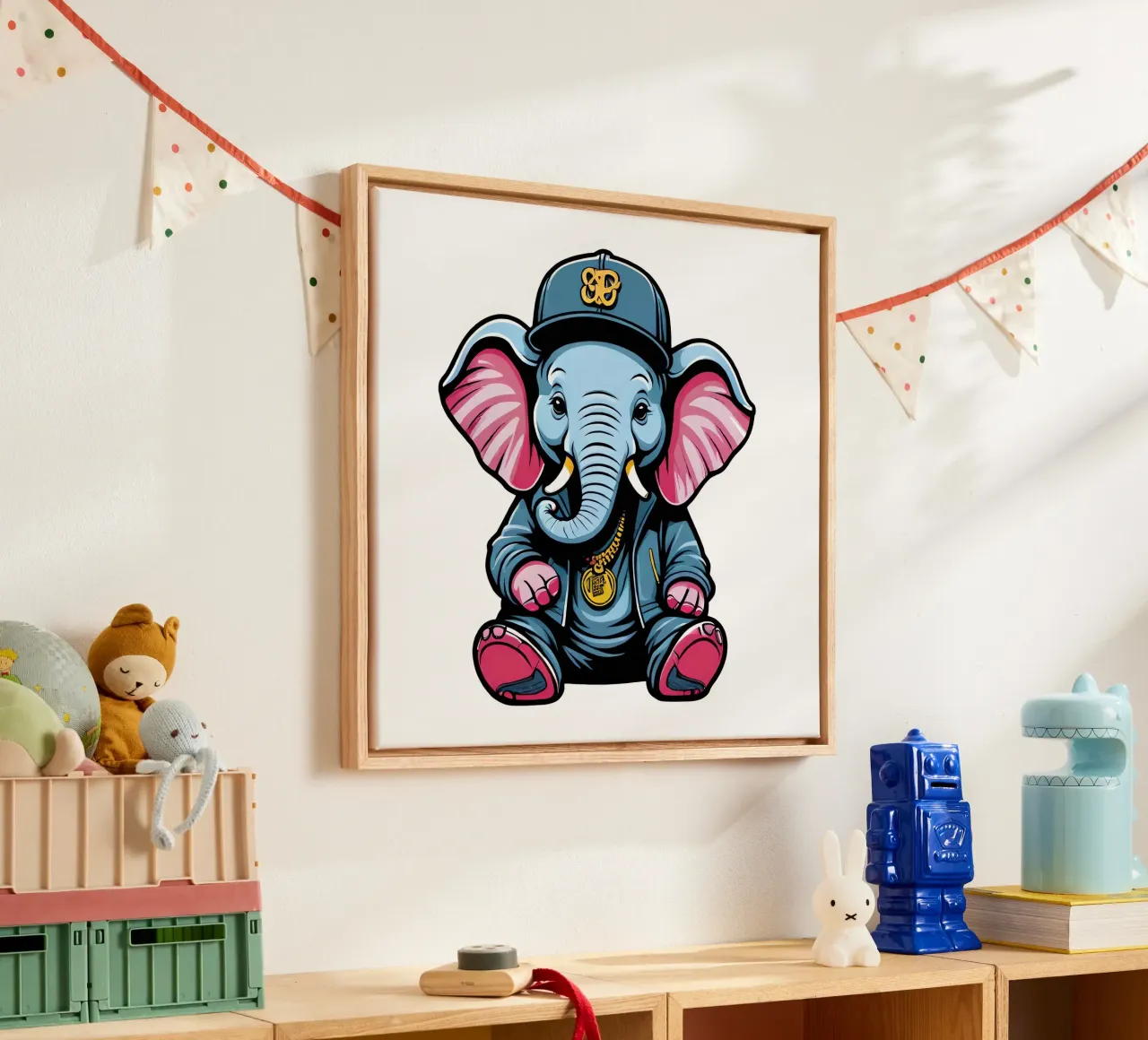 Elefant, Motiv 3 canvas met Baklijst van ZAMART - PopArt