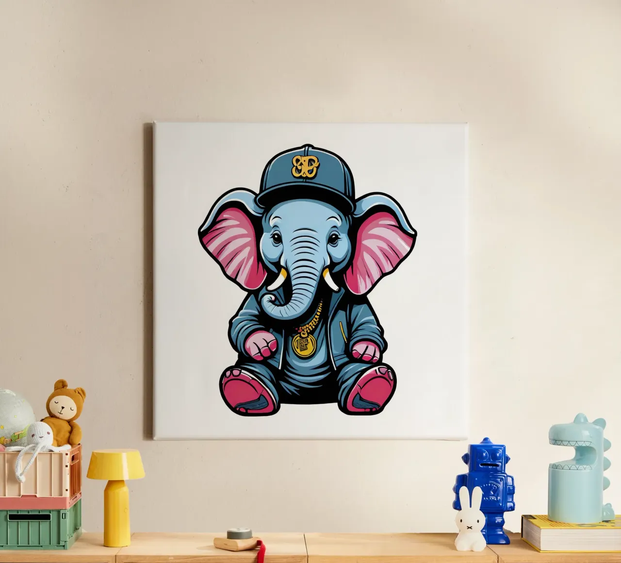 Elefant, Motiv 3 canvas met Baklijst van ZAMART - PopArt