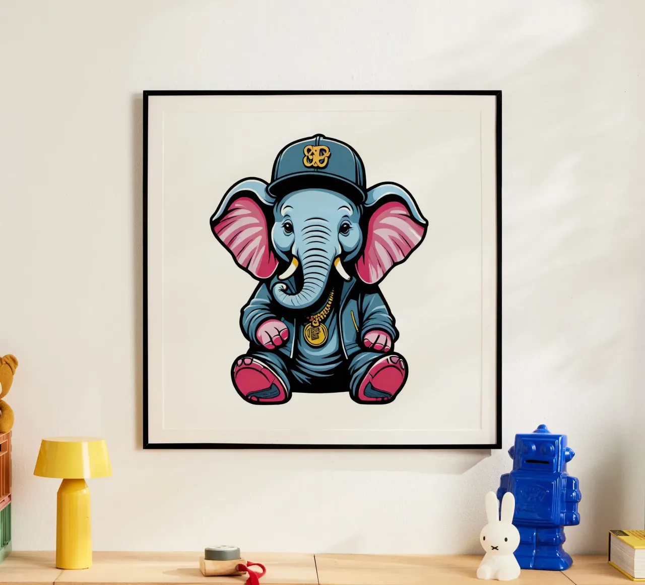 Elefant, Motiv 3 poster con telaio in legno da ZAMART - PopArt