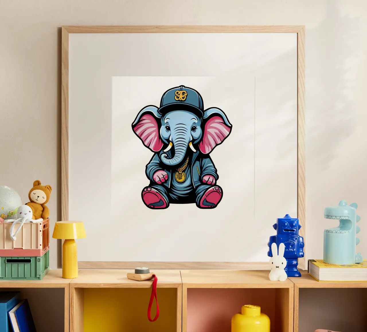 Elefant, Motiv 3 poster con telaio in legno da ZAMART - PopArt