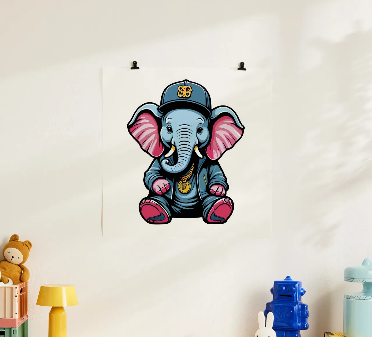 Elefant, Motiv 3 poster con telaio in legno da ZAMART - PopArt