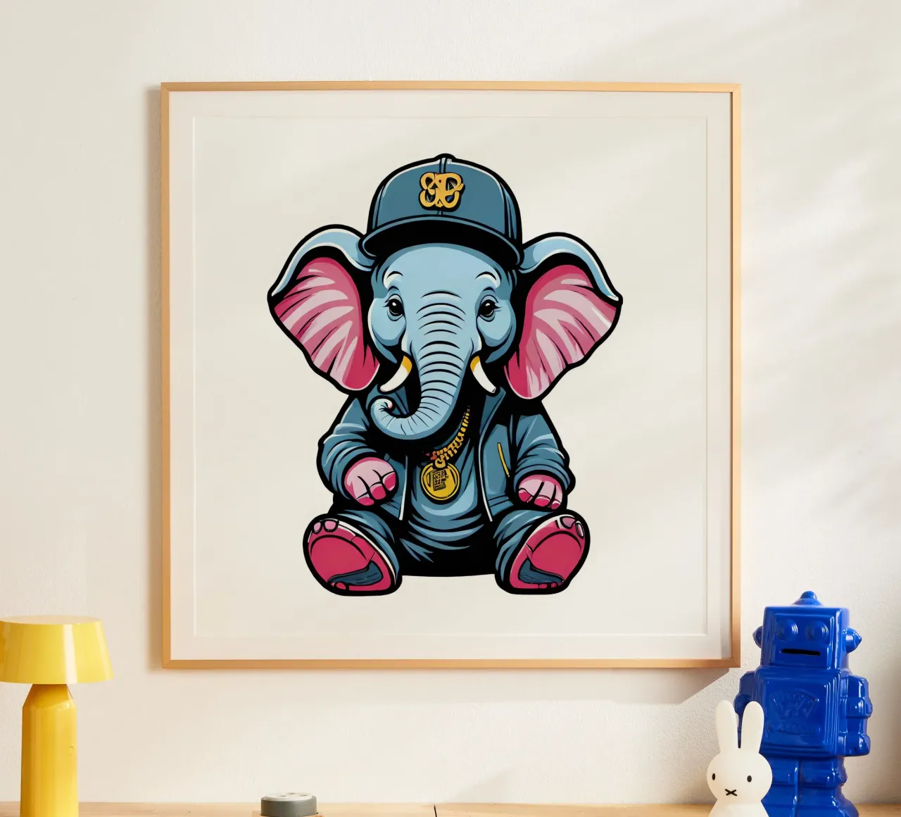 Elefant, Motiv 3 poster con telaio in legno da ZAMART - PopArt