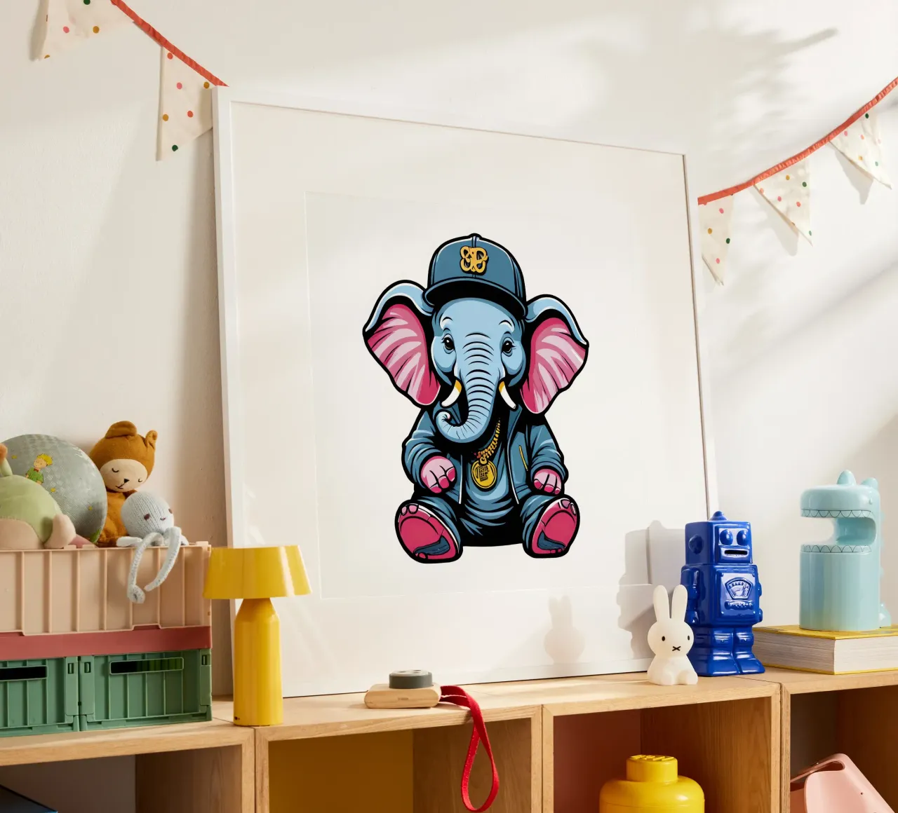 Elefant, Motiv 3 poster con telaio in legno da ZAMART - PopArt