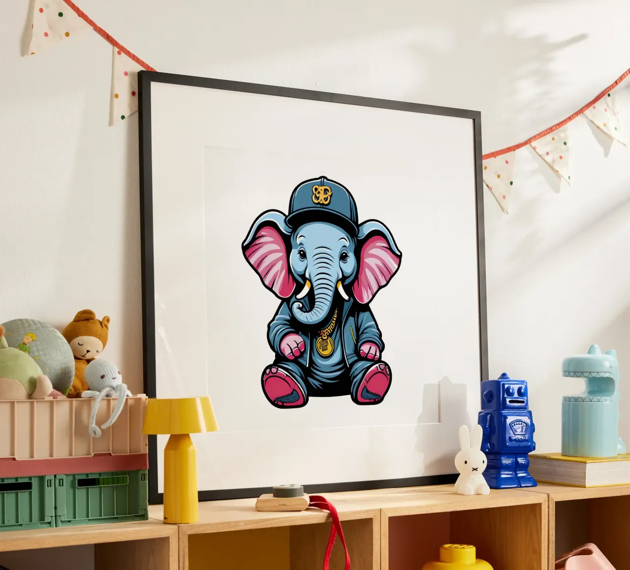Elefant, Motiv 3 poster con telaio in legno da ZAMART - PopArt