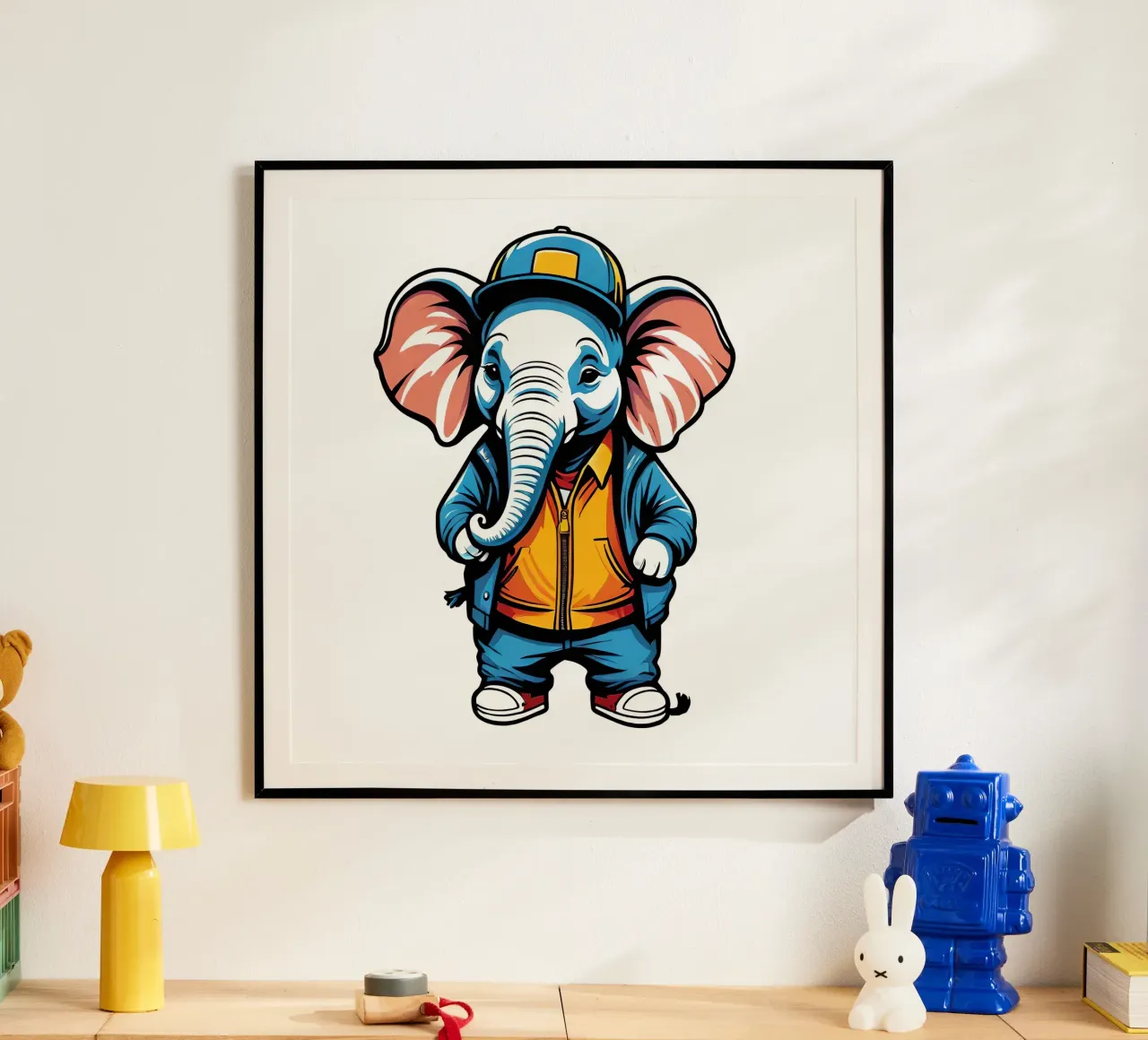Elefant, Motiv 4 poster con telaio in legno da ZAMART - PopArt