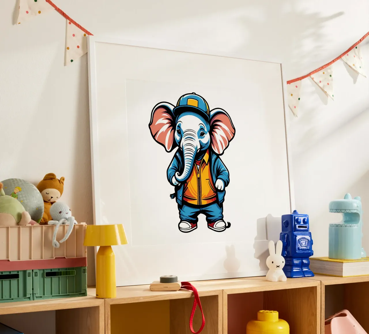 Elefant, Motiv 4 poster con telaio in legno da ZAMART - PopArt