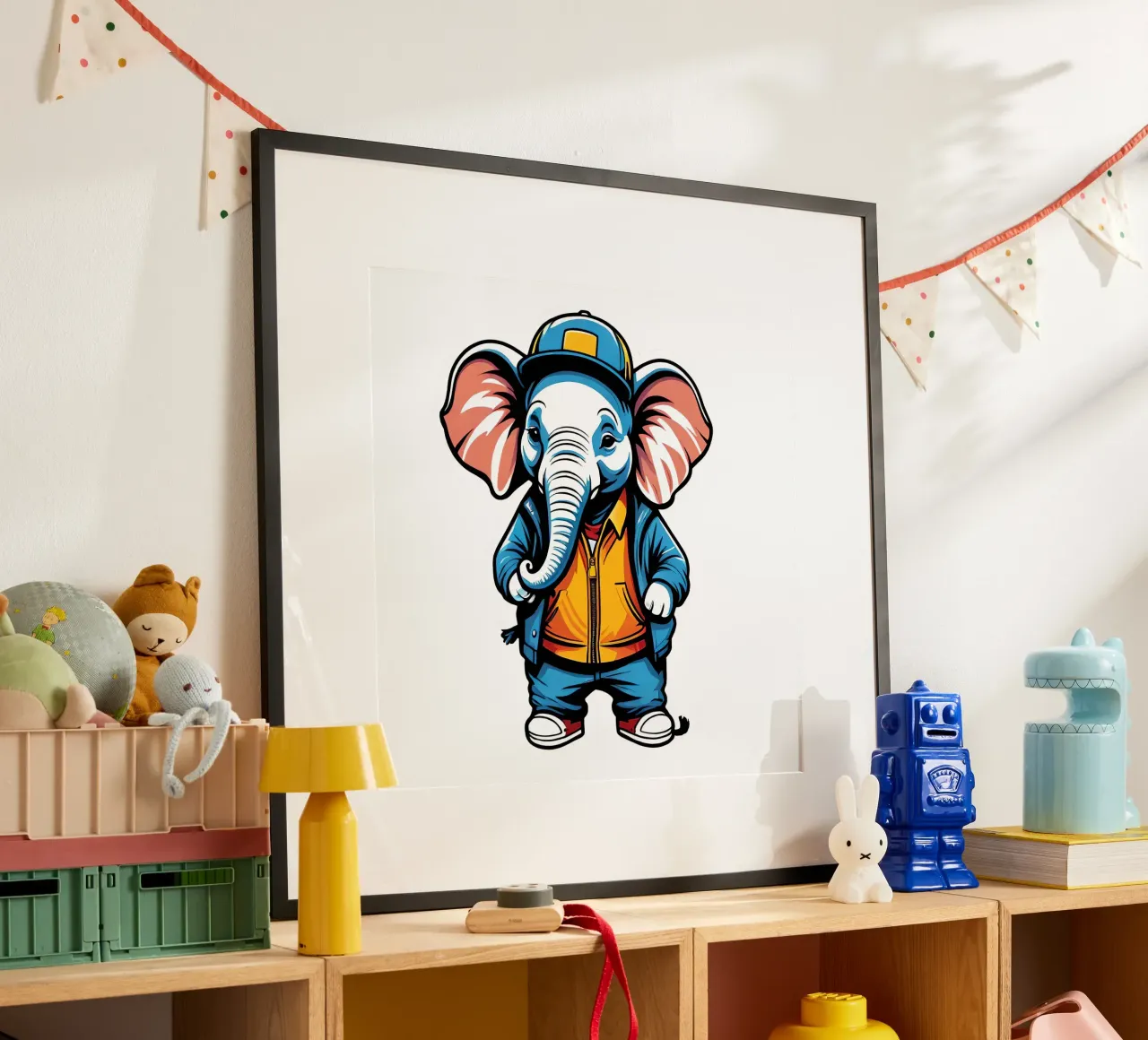Elefant, Motiv 4 poster con telaio in legno da ZAMART - PopArt