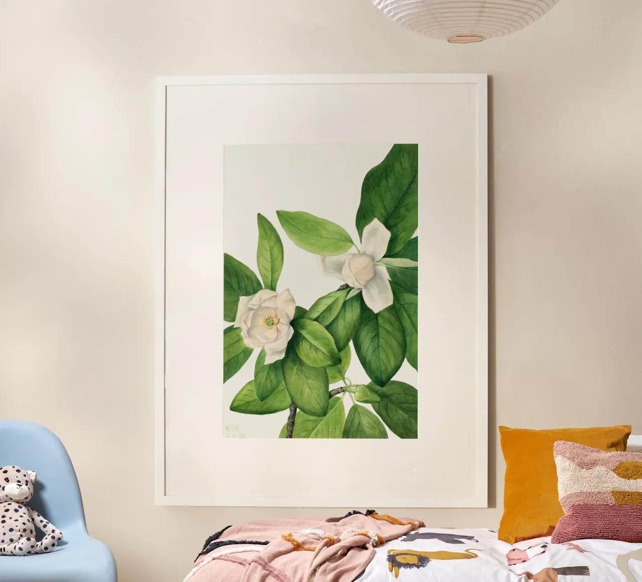 Mary Vaux Walcott - Magnolia delle paludi poster con telaio in legno da Old Masters