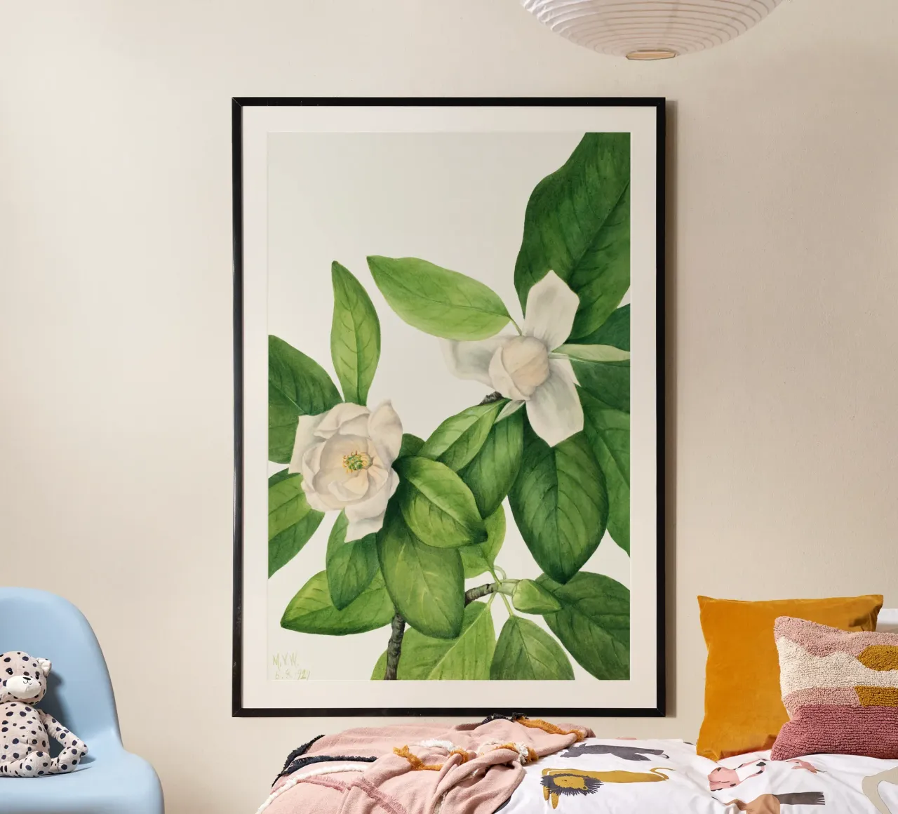 Mary Vaux Walcott - Magnolia delle paludi poster con telaio in legno da Old Masters