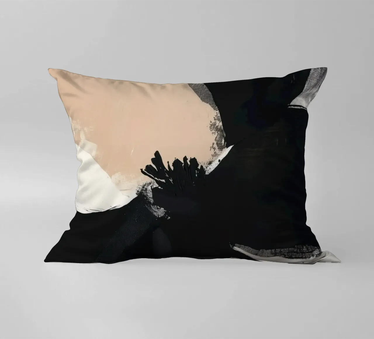 Fiore astratto nero e beige cuscino da Melloi Art Print