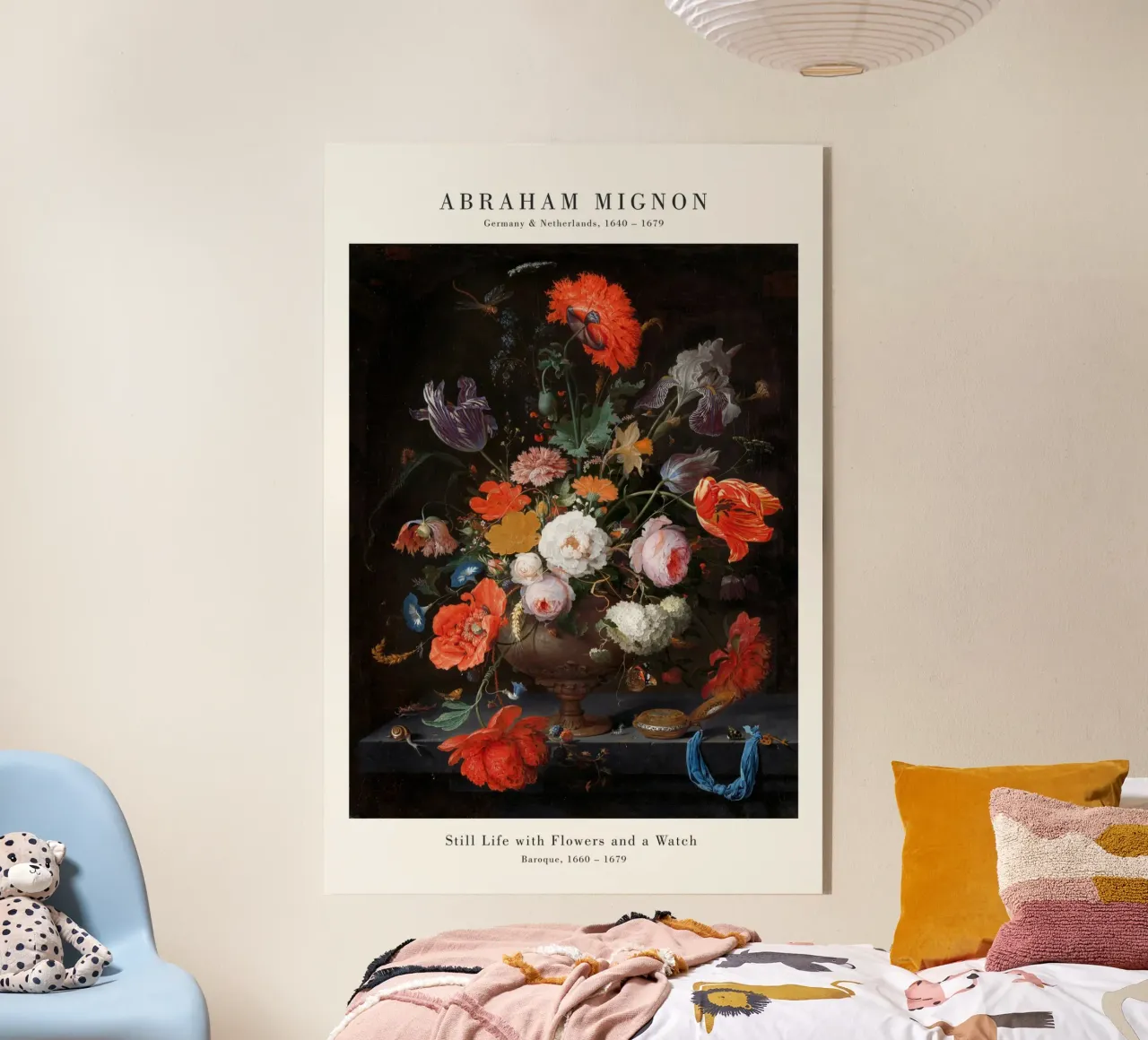 Abraham Mignon - Mignon Bodegón con flores y un reloj metacrilato de Old Masters