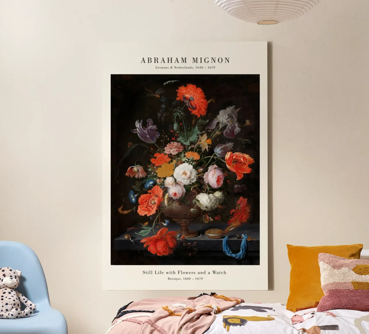 Abraham Mignon - Mignon Bodegón con flores y un reloj lienzo de Old Masters