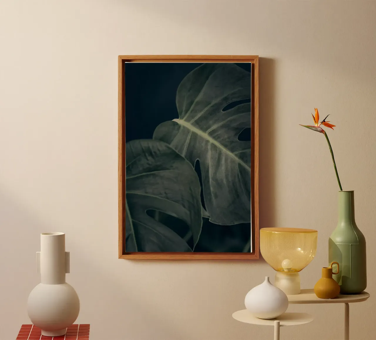 Moody Monstera 3 tela con Cornice a cassetta da Klaus with K